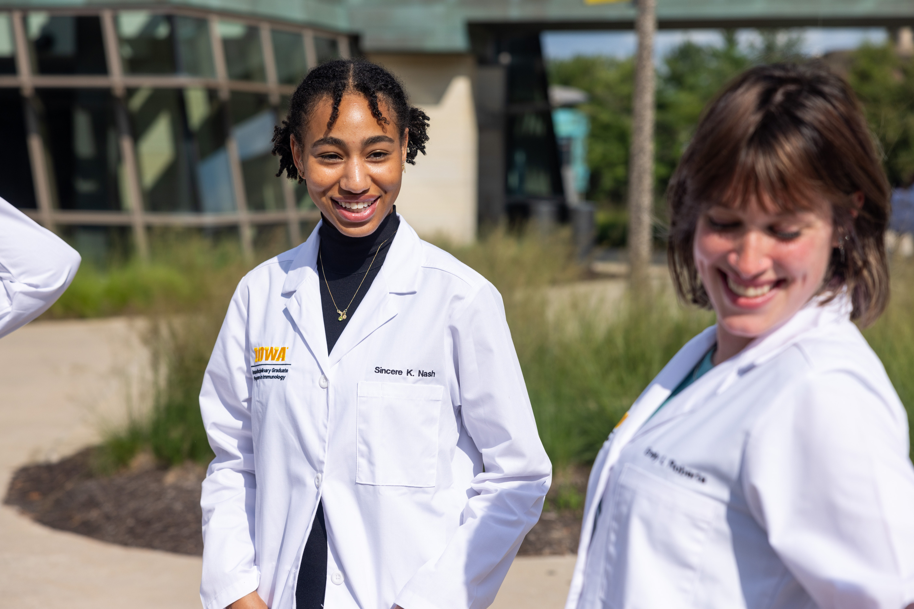 Outside lab coats